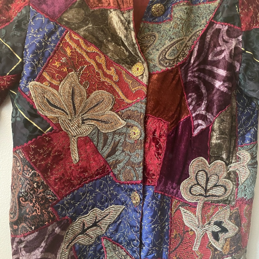 Velvet Embroidered Patchwork Jacket - image 4